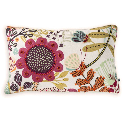 Floral design pillow in rectangular shape