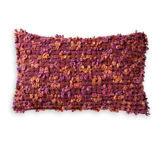 Purple throw pillow in rectangular shape