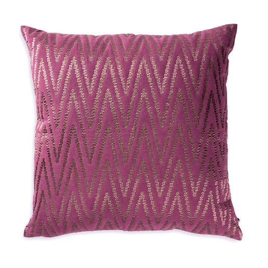 Purple cushion with zig zag pattern