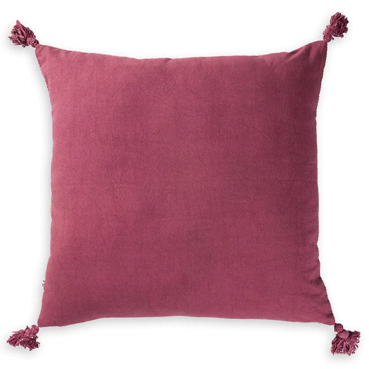 Soft plain throw pillow with pom pom