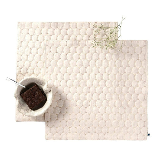 Cotton white table napkins with circle design