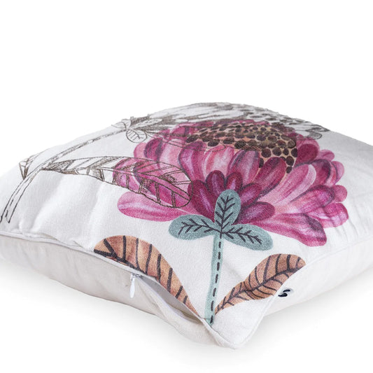 Floral design cushion with zip