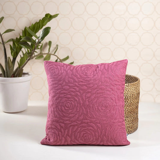 Square cushion in rose print design