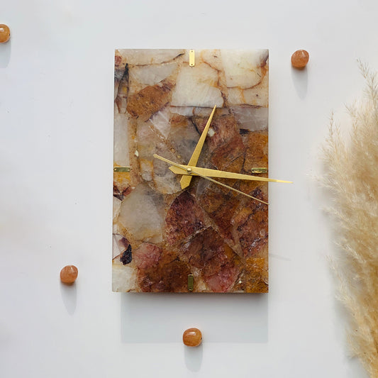 Fire Quartz Rectangle Wall Clock | Agate Modern Wall Clock