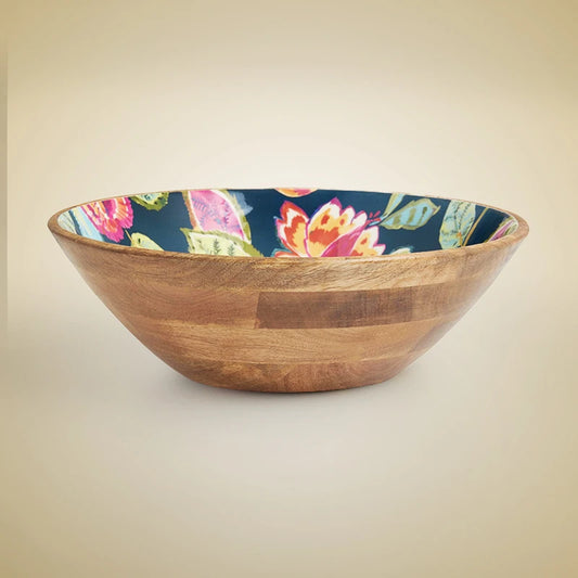 Floral Snack Bowl | Wooden Salad Bowl | Wood Bowl for Serving Desserts