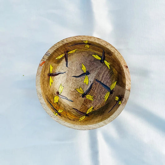 hand-painted bee wooden bowl