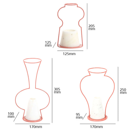 Three Gulbagh vases dimensions