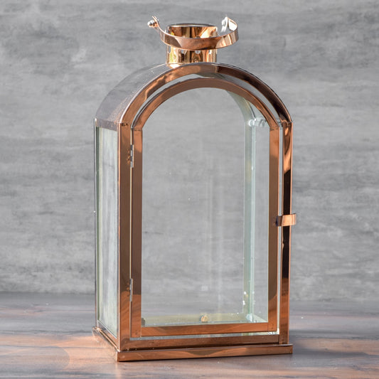 stainless steel and glass candle lantern