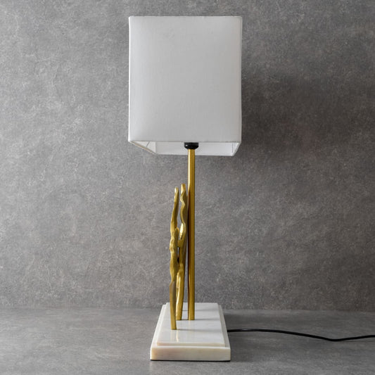 Side view of a bedside lamp