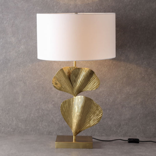 Ginkgo Leaf Table Lamp | Decoratiove Table Lamp | Bedside Night Lamp - White & Gold