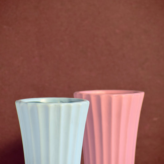 Two longitude ceramic vases close up