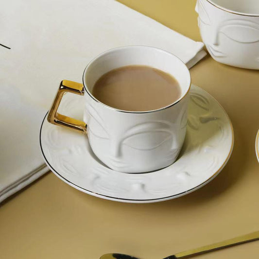 Buddha Cup and Saucer Set | Ceramic Tea Cup Set | Set of 2
