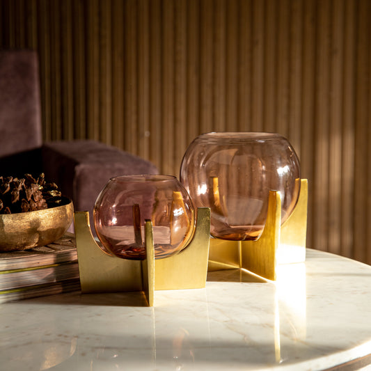 Glass candle holders for table