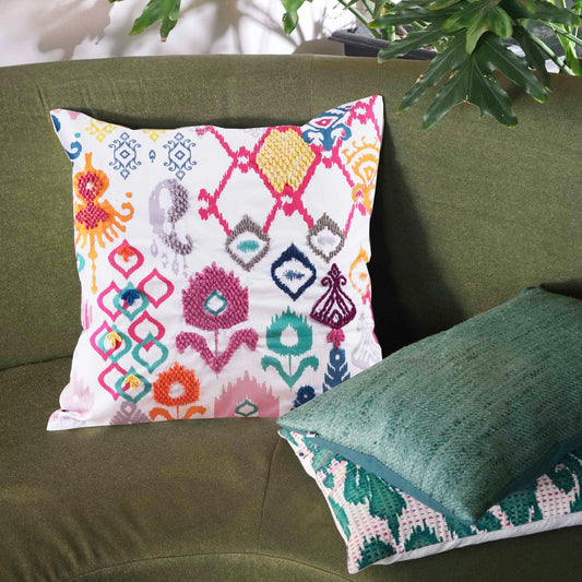 Ikat Embroidered Cushion Covers