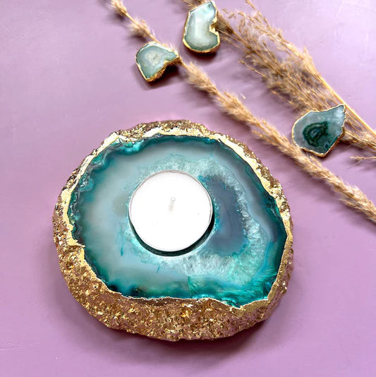 Premium Green Agate Candle Holder