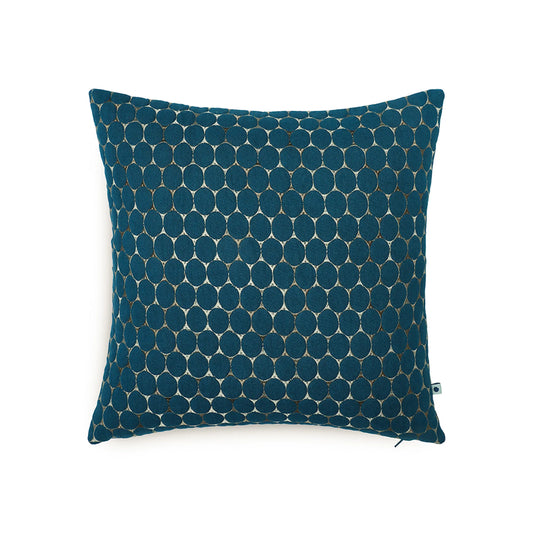 Square denim throw pillow in round design