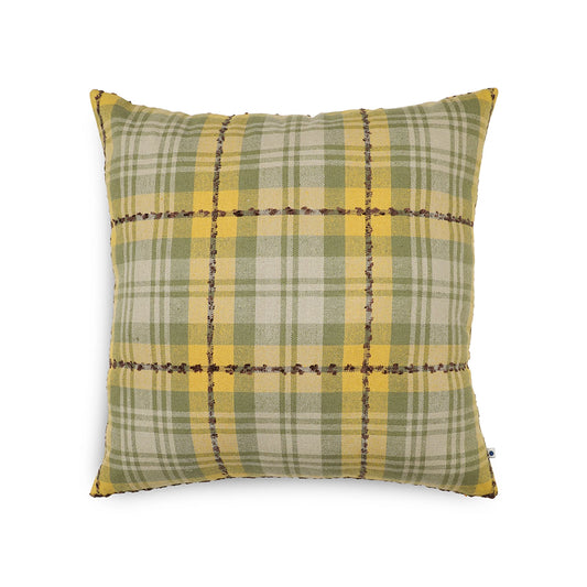 Sap green cushion cover with cheks design