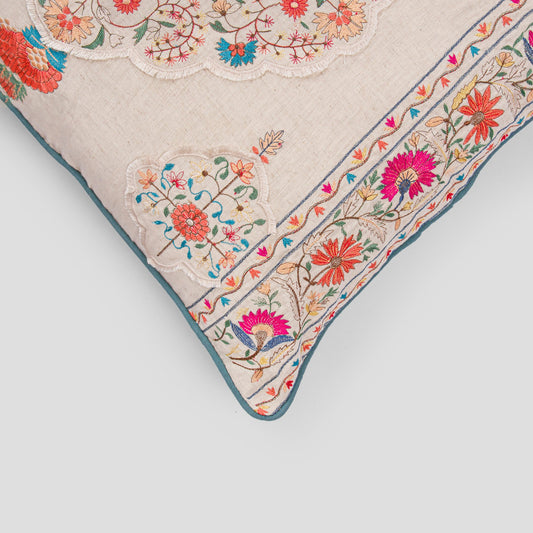 Beautiful floral embroidered cushion cover