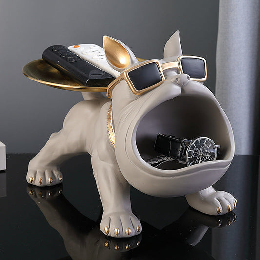 Grey Resin bulldog Showpiece for home