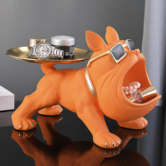 Bulldog Storage Sculpture | Resin Art Sculpture | Table Decor Showpiece for Home & Office