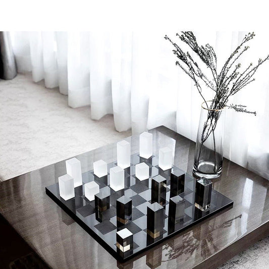 Luxury Crystal Chessboard Table Decor | Showpiece for Home & Office | K9 Crystal Glass Chessboard