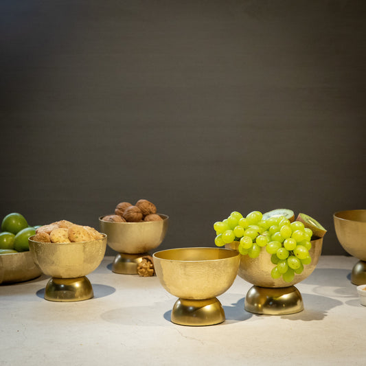 Metal bowls for fruits, snacks and dessert