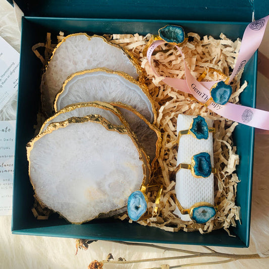 Agate Coasters & Napkin Rings Gift Box