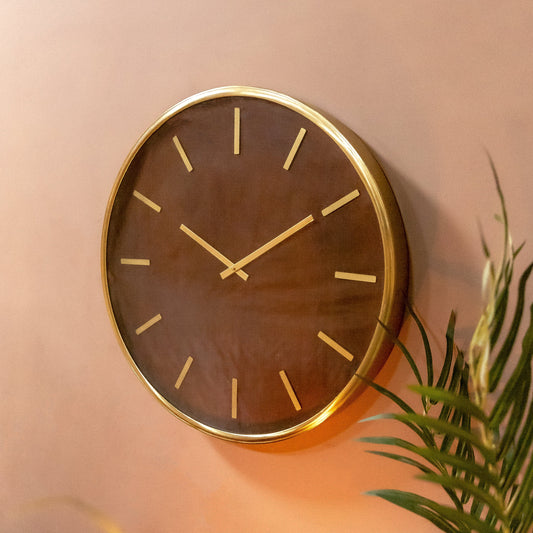 wood and stell wall clock