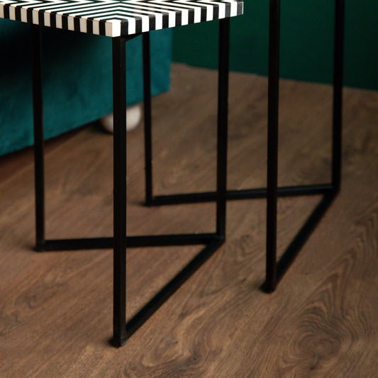 coffee table with metal frame stand