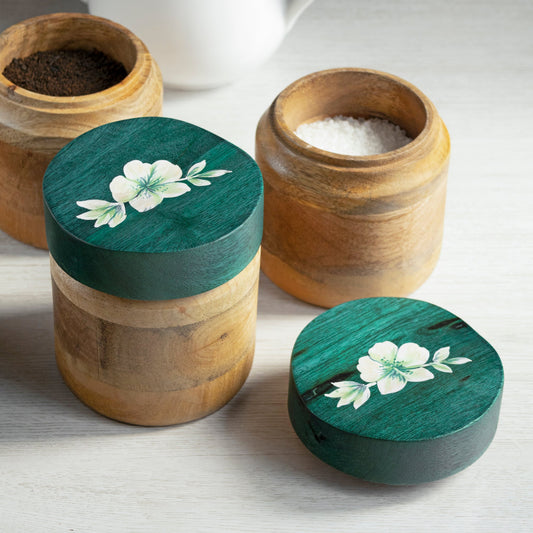 Blossom flower print lid and jar