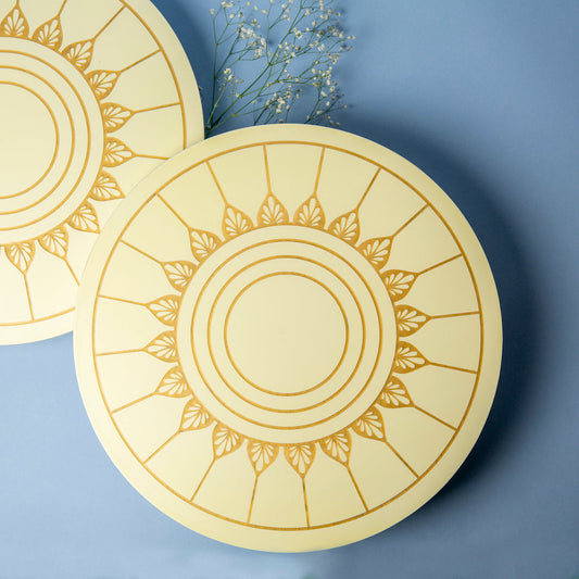 Mandala Design Lazy Susan | MDF Round Tray - Ivory White & Gold