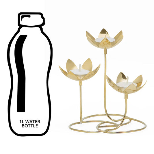 Size comparison candle holder with bottle