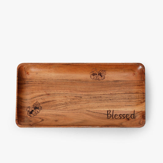 Scripted Blessed Wooden Tray for Serving