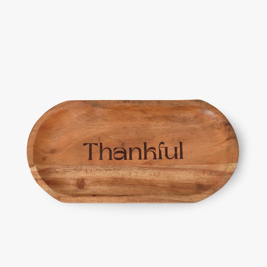 Always Thankful Scripted Wooden Trays for Serving | Decorative Tray