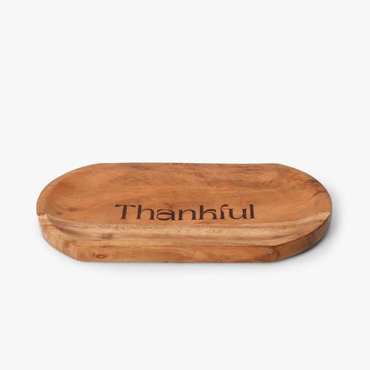 Always Thankful Scripted Wooden Trays for Serving | Decorative Tray