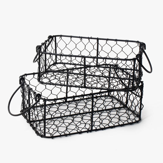 Black Metal Weave Kitchen Basket Set | Storage Basket for Fruits, Books