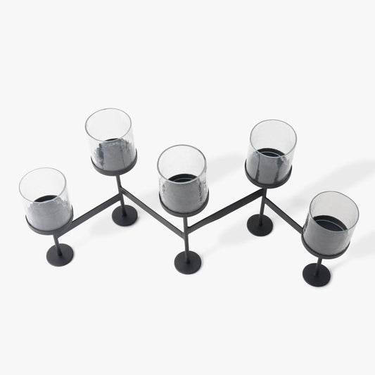 Top view of black vesta candle holder stand