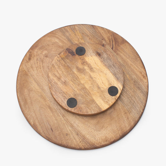 Floral Motif Wooden Lazy Susan Organizer