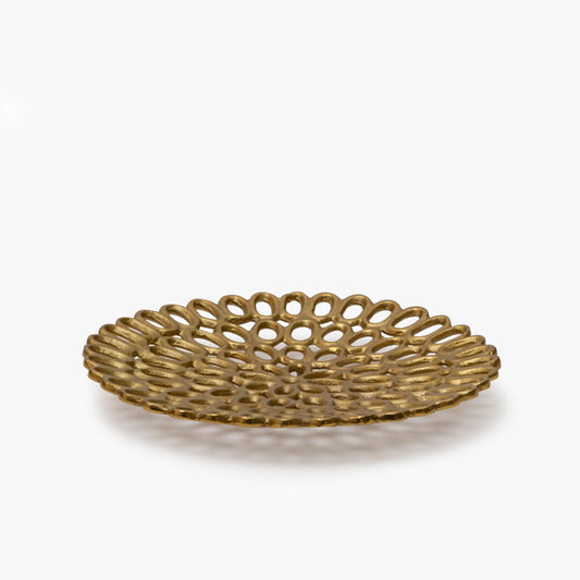 Jodhpuri Jali Gold Round Tray | Decorative Trays for Coffee Table