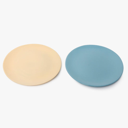 Terracotta blue and yellow dinner plates