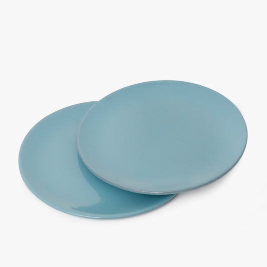 two pastel blue dinner plates