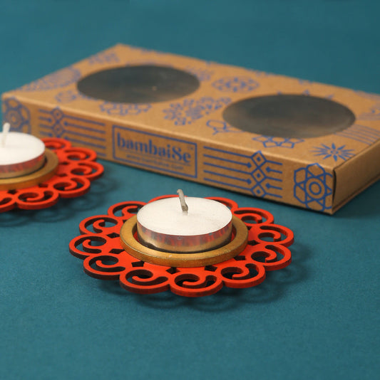 Mandala Mini Tea Light Candle Set | Festive Decor Item | Set of 2
