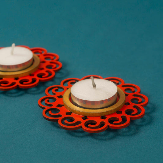 Mandala Mini Tea Light Candle Set | Festive Decor Item | Set of 2