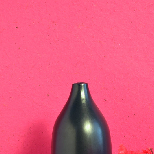 Close up of a nordic black flower vase