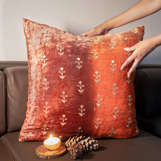 Ombre Sofa Cushion Cover | Velvet Cushion Covers for Sofa - Cinnamon