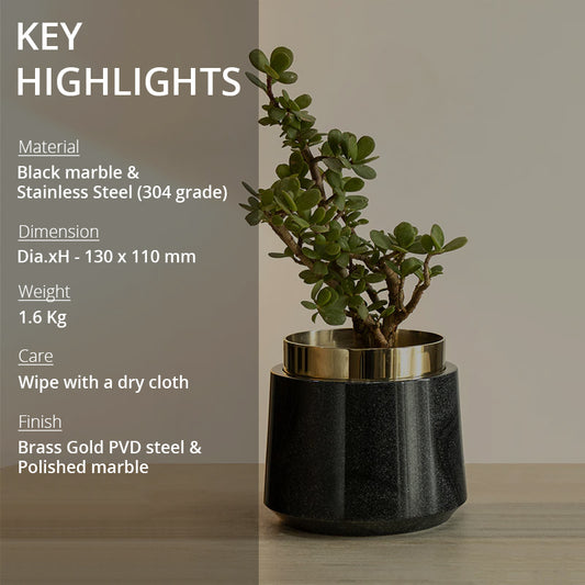 black marble plant pot Oronoir Table Planter | Marble Planter for Desk | Desk Planter