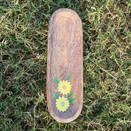 handpainted sunflower serving platter