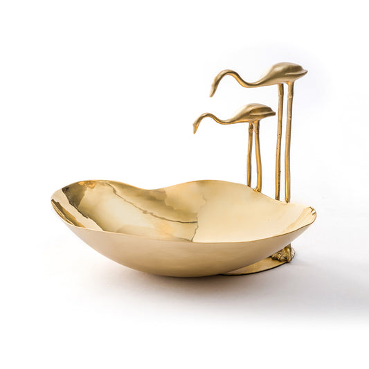 flamingo brass serving bowl