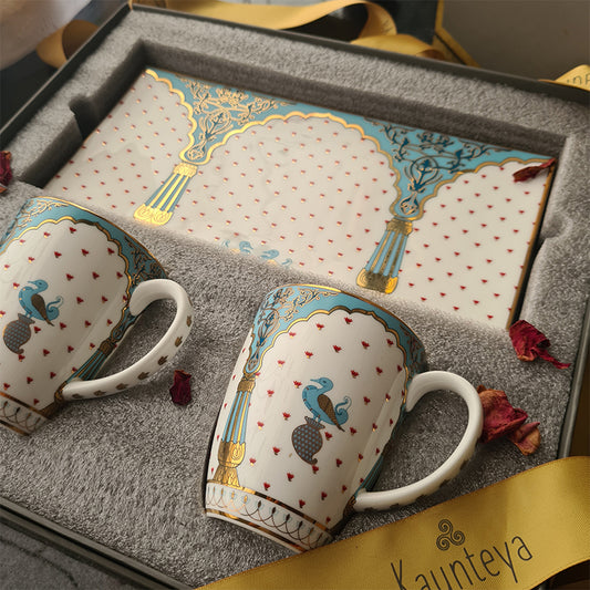 Premium Coffee Mugs with Serving Tray 