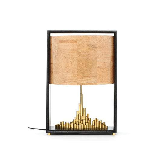 Brass And Wood Table Lamp